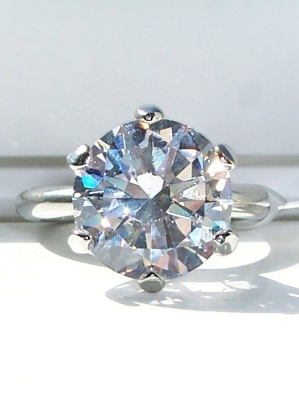 Solitaire Round Cut Cubic Zirconia Ring 6.84 Carat Stainless Steel - Picture 1 of 16